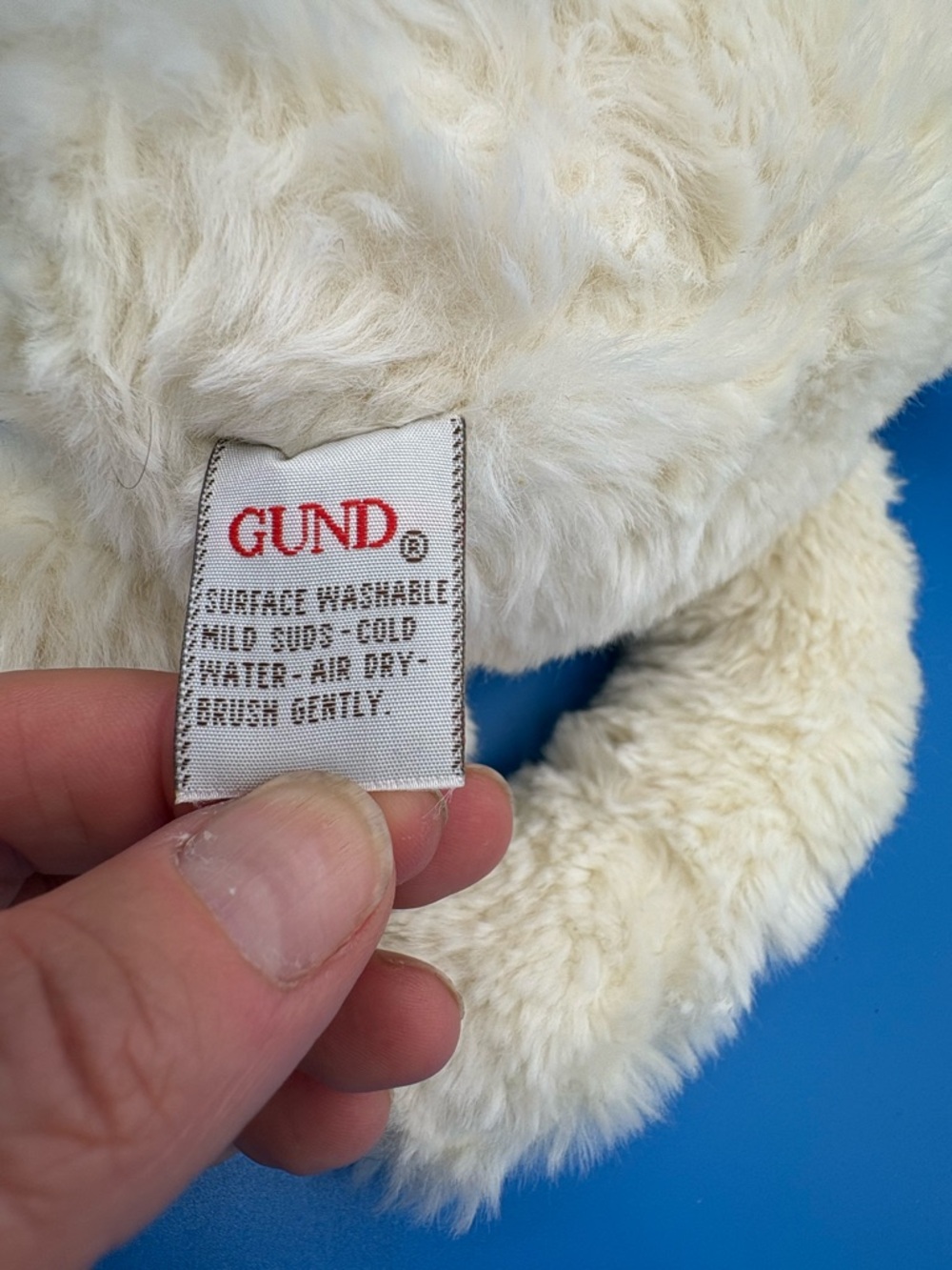 GUND vintage Cream Teddy Bear Plush Textured Shaggy Fur - Picture 7 of 9